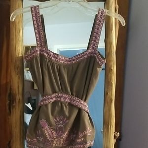 French Connection embroidered boho tank top